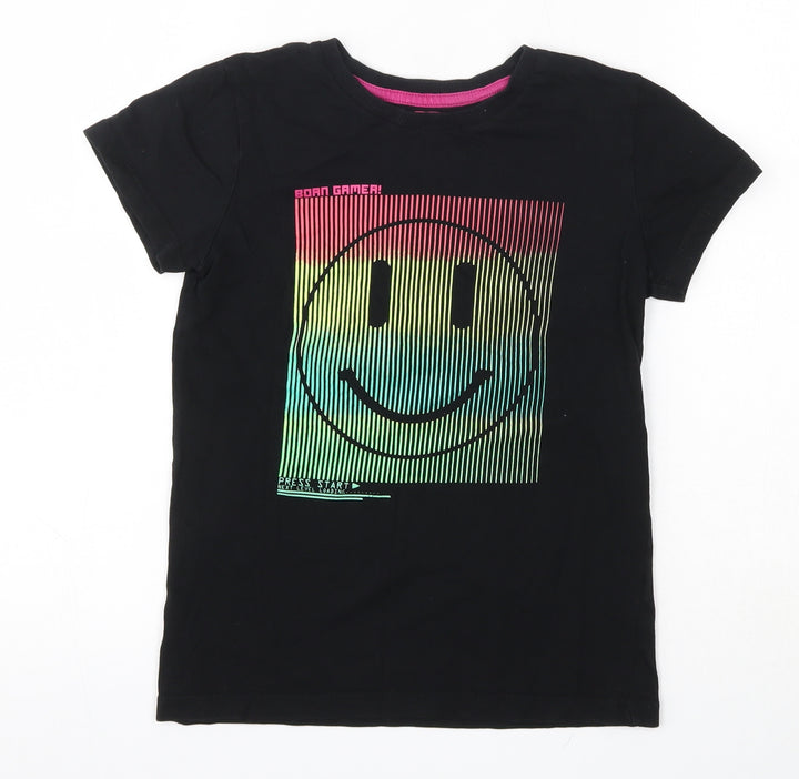 URBN DEPT Boys Black 100% Cotton Basic T-Shirt Size 8 Years Round Neck