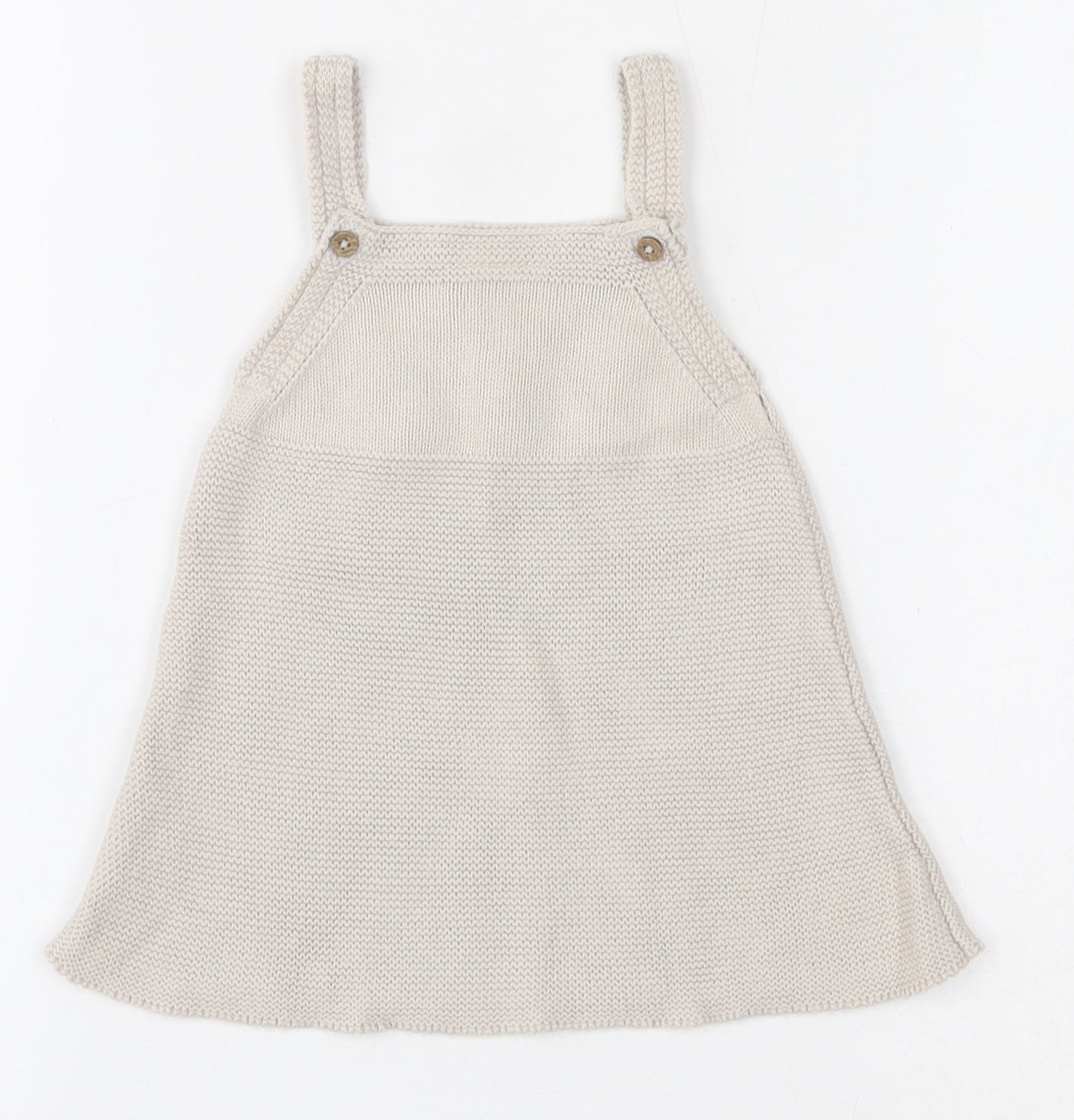 NEXT  Beige  100% Cotton Skater Dress  Size 3-6 Months  Square Neck