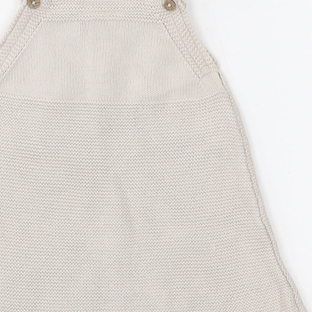 NEXT  Beige  100% Cotton Skater Dress  Size 3-6 Months  Square Neck
