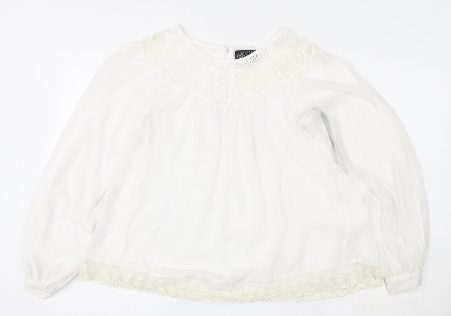 Atmosphere Womens Ivory  Polyester Basic Button-Up Size 10 Round Neck