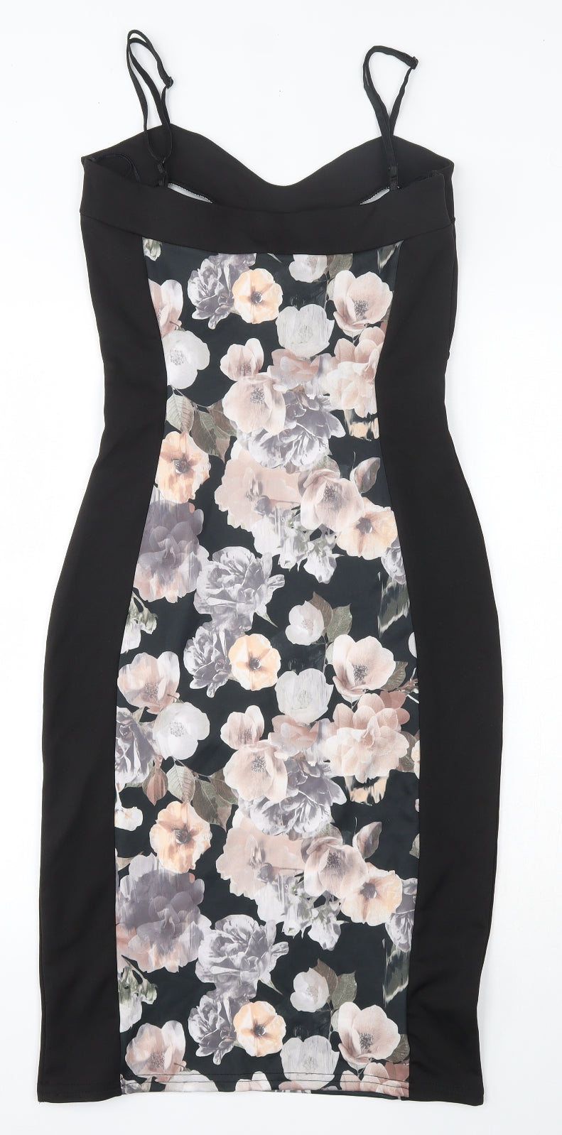 Quiz Womens Black Floral Polyester Bodycon  Size 10  Sweetheart