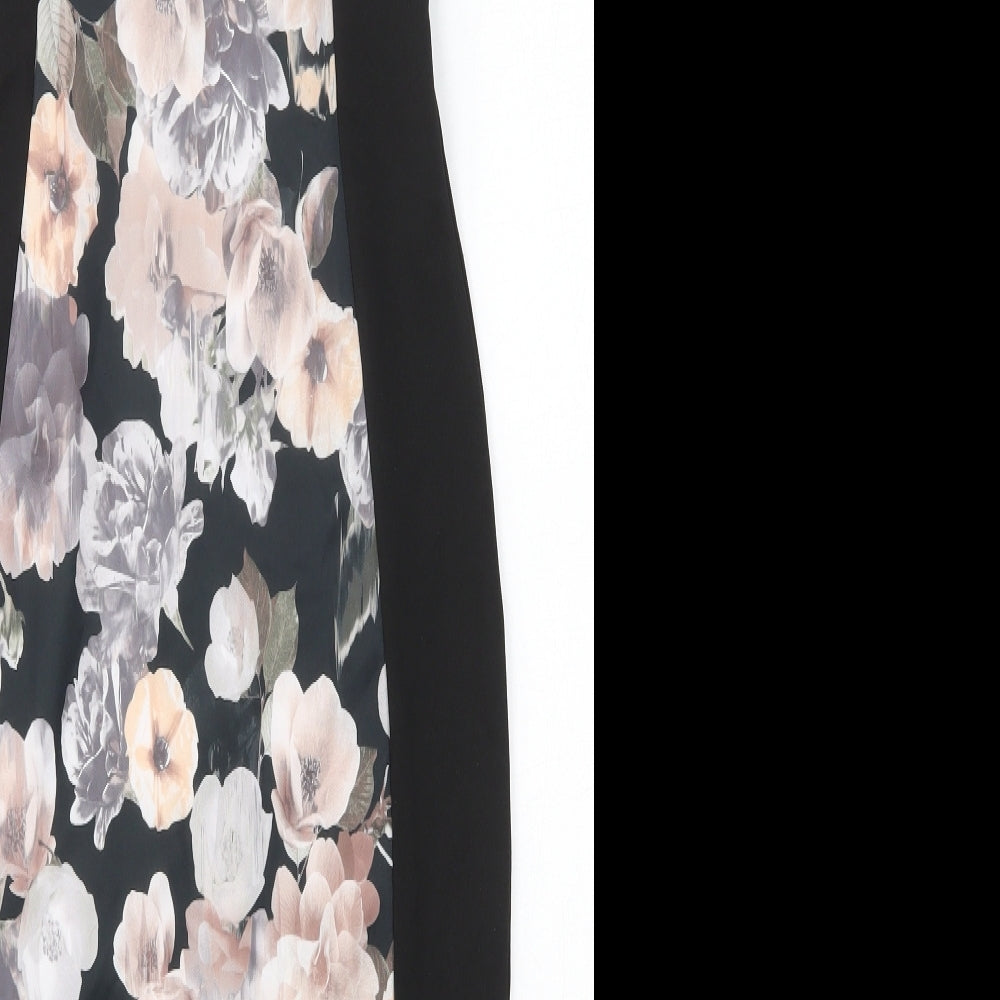Quiz Womens Black Floral Polyester Bodycon  Size 10  Sweetheart