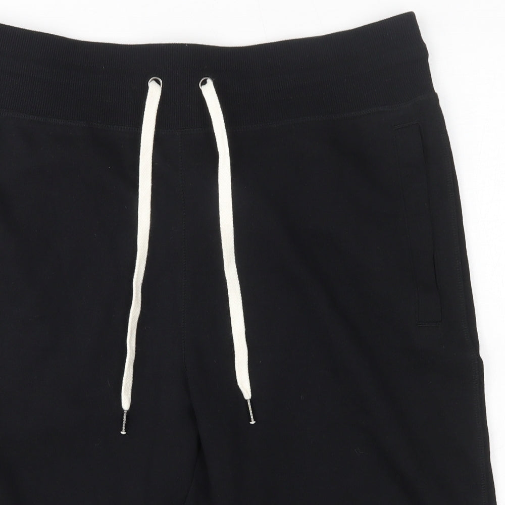 H&M Mens Black  Cotton Sweat Shorts Size M L12 in Regular Drawstring