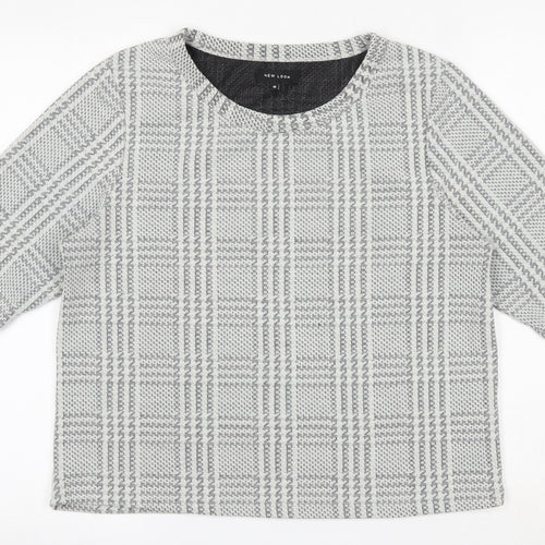 New Look Womens Ivory Plaid Polyester Pullover Sweatshirt Size 10