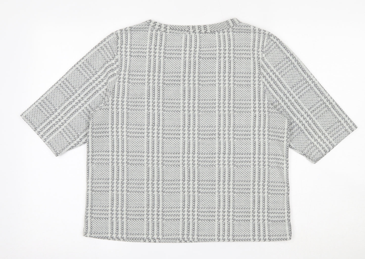New Look Womens Ivory Plaid Polyester Pullover Sweatshirt Size 10
