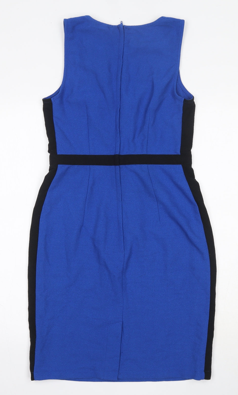 H&M Womens Blue  Polyester Bodycon  Size 10  V-Neck Zip