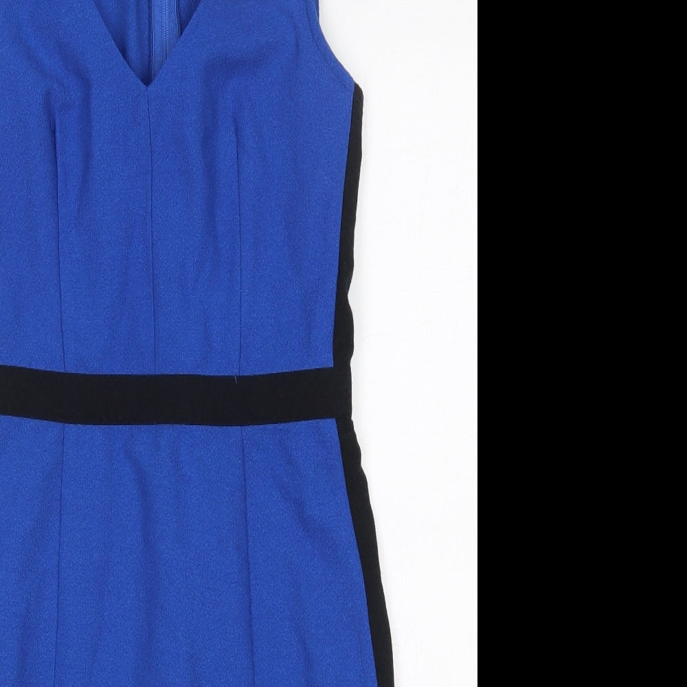 H&M Womens Blue  Polyester Bodycon  Size 10  V-Neck Zip