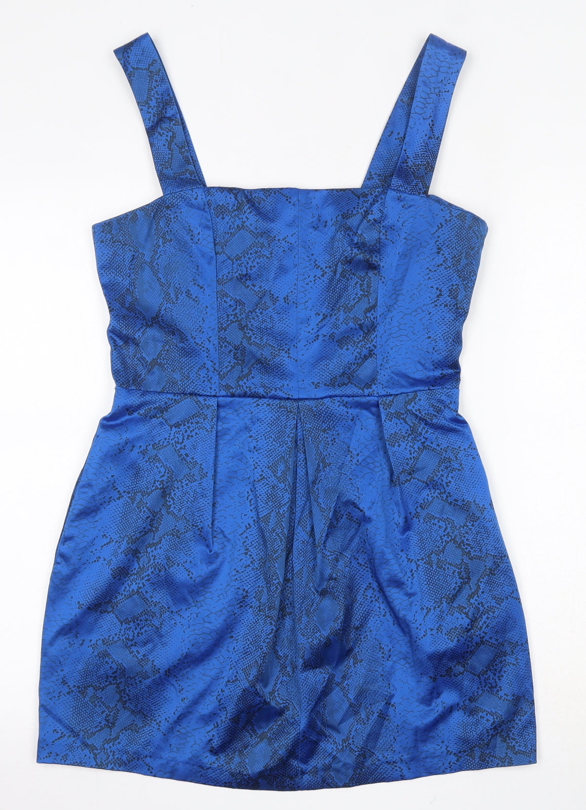 ASOS Womens Blue Animal Print Polyester Basic Blouse Size 12 Square Neck - Snakeskin Print