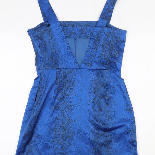 ASOS Womens Blue Animal Print Polyester Basic Blouse Size 12 Square Neck - Snakeskin Print