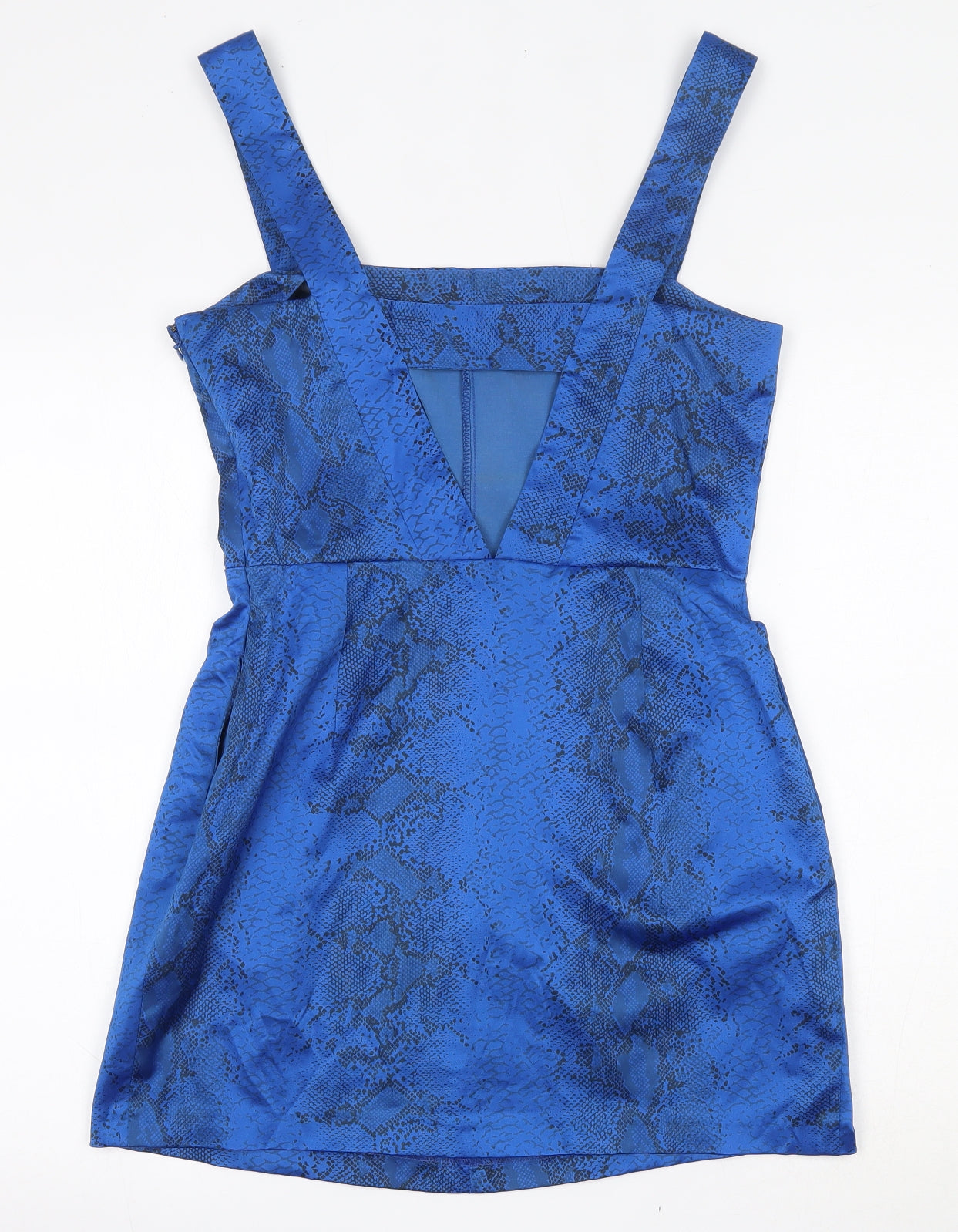 ASOS Womens Blue Animal Print Polyester Basic Blouse Size 12 Square Neck - Snakeskin Print