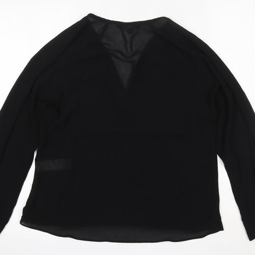 New Look Womens Black  Polyester Basic Blouse Size 8 V-Neck