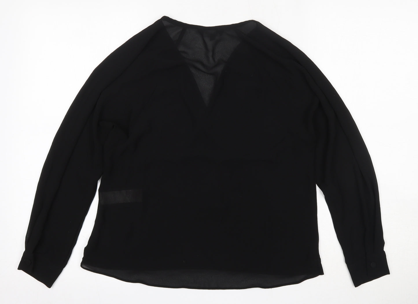New Look Womens Black  Polyester Basic Blouse Size 8 V-Neck