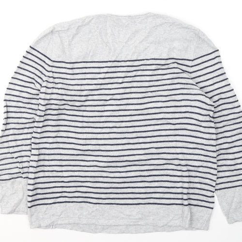 Gerry Weber Womens Grey Round Neck Striped Acrylic Pullover Jumper Size 12