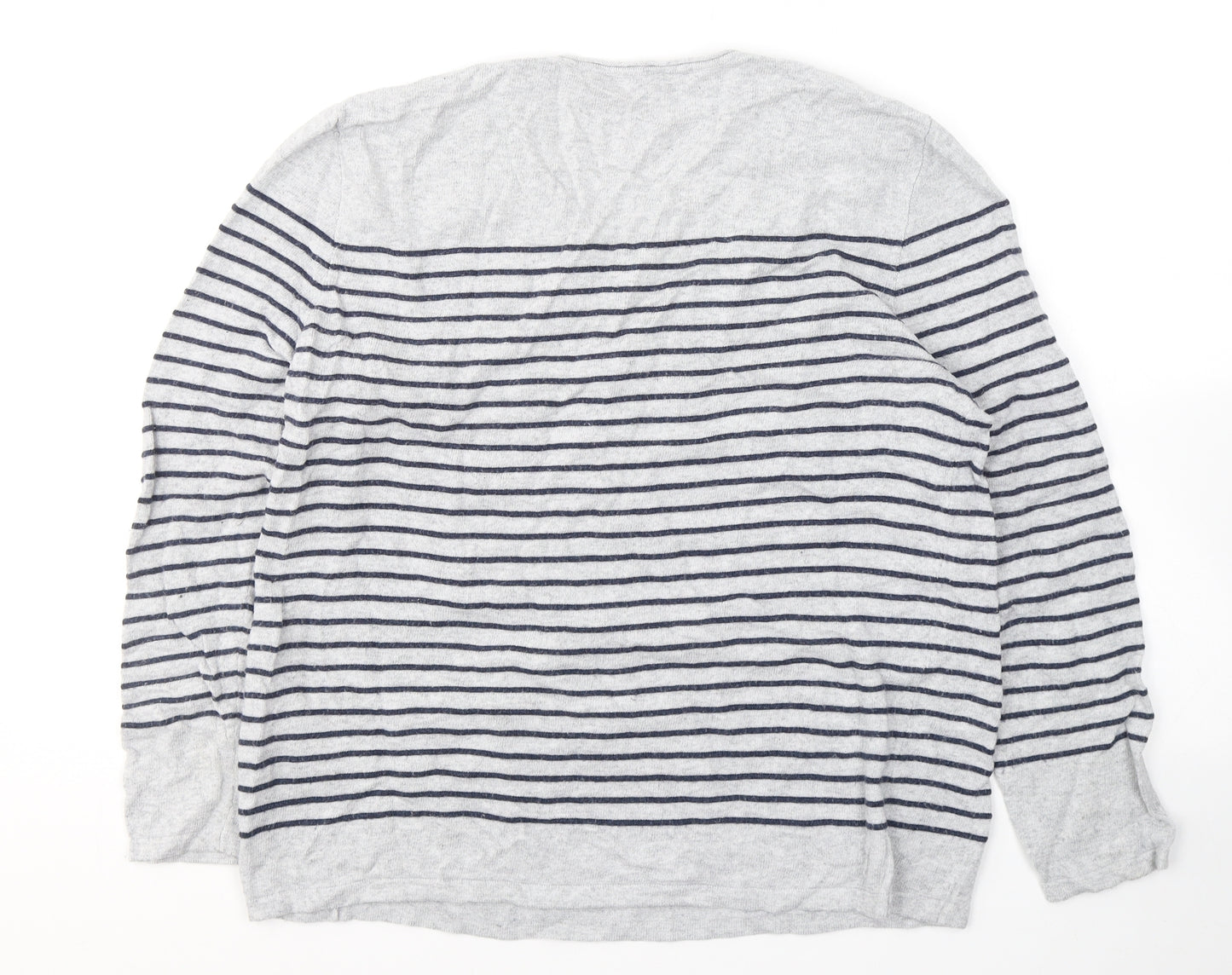 Gerry Weber Womens Grey Round Neck Striped Acrylic Pullover Jumper Size 12