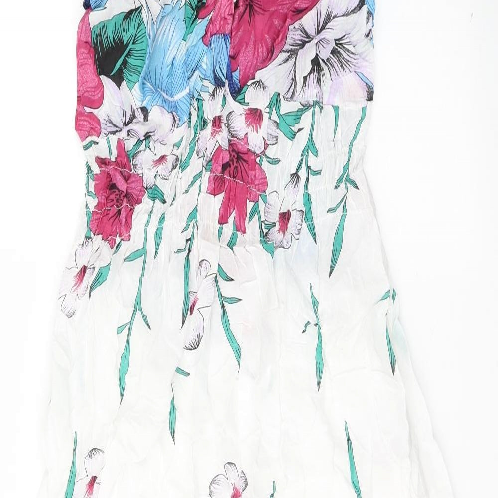 Preworn Womens White Floral Viscose Fit & Flare  Size 6  Halter Pullover