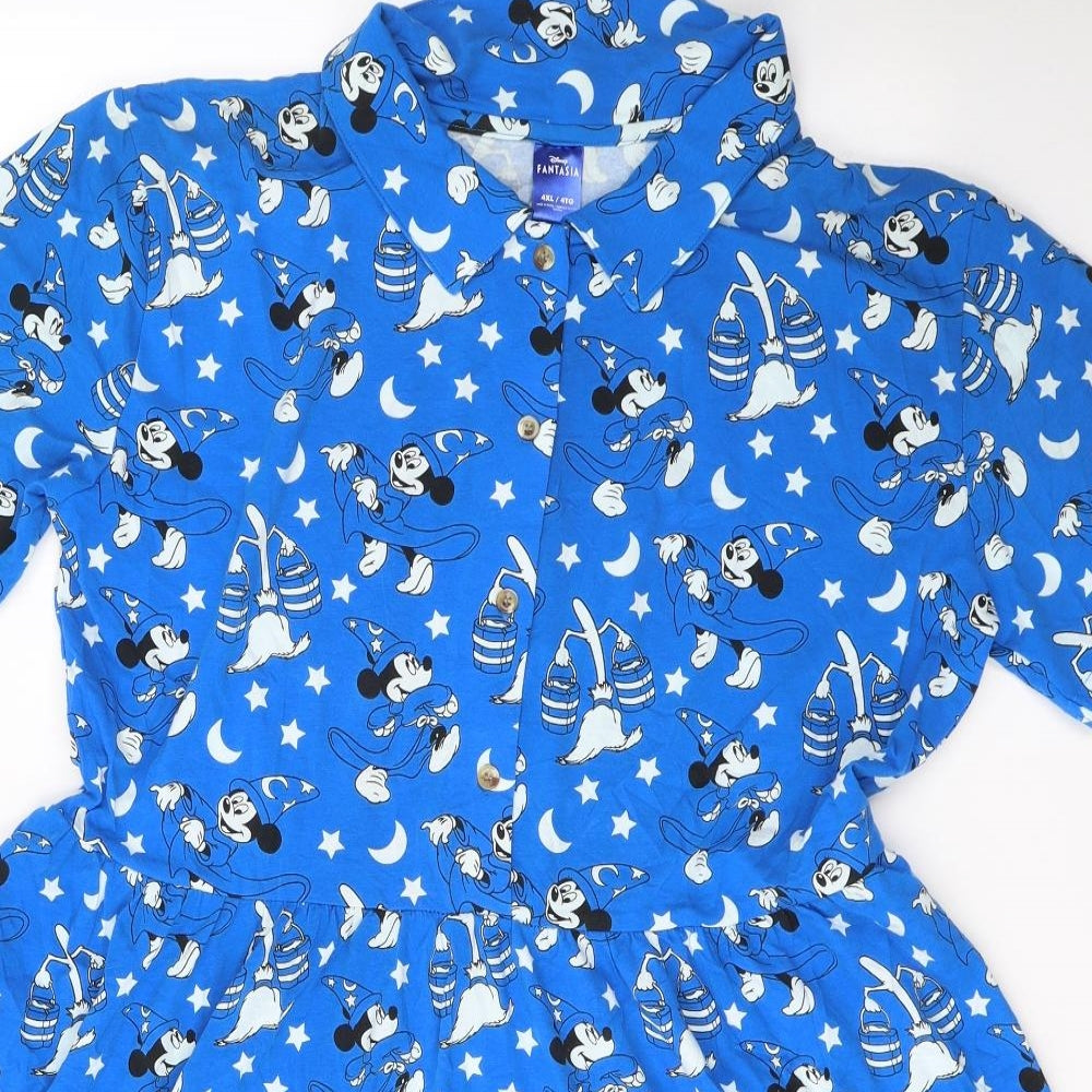 Disney Womens Blue  Cotton Fit & Flare  Size 4XL  V-Neck Pullover