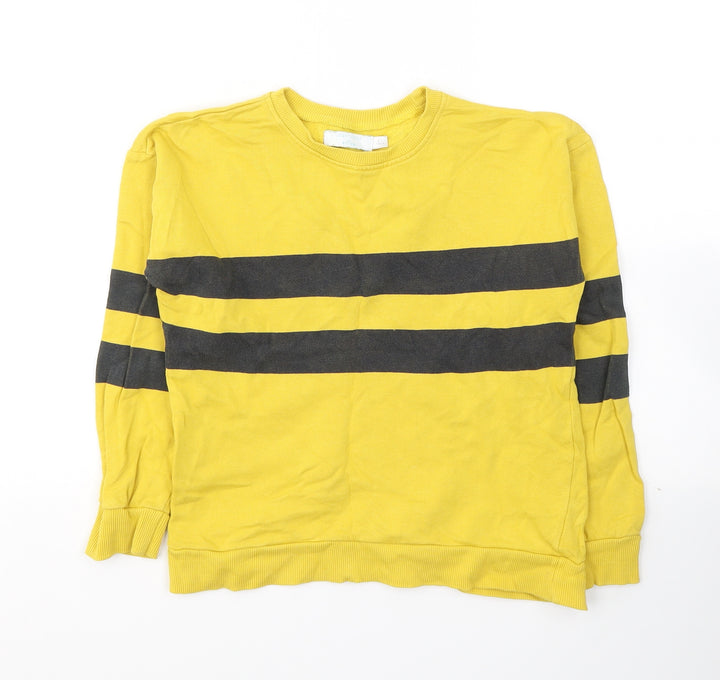 Leigh Tucker Boys Yellow Striped Cotton Pullover Sweatshirt Size 6-7 Years Pullover