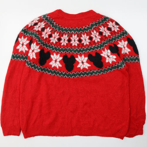 Disney Womens Red Round Neck Fair Isle Acrylic Pullover Jumper Size 20   - Christmas jumper
