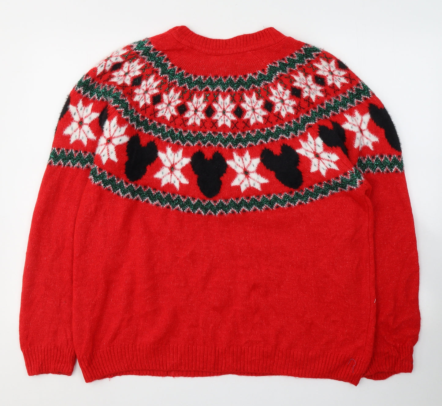 Disney Womens Red Round Neck Fair Isle Acrylic Pullover Jumper Size 20   - Christmas jumper