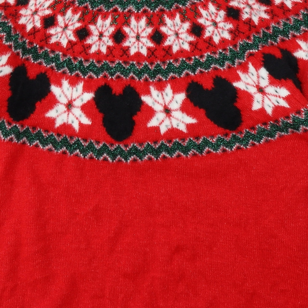 Disney Womens Red Round Neck Fair Isle Acrylic Pullover Jumper Size 20   - Christmas jumper