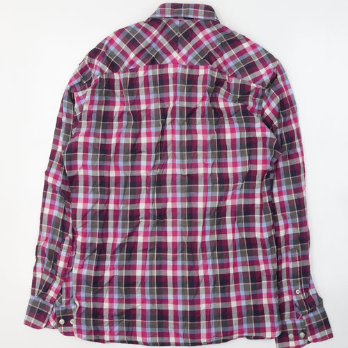 Blue Harbour Mens Pink Plaid Cotton  Button-Up Size M Collared Button