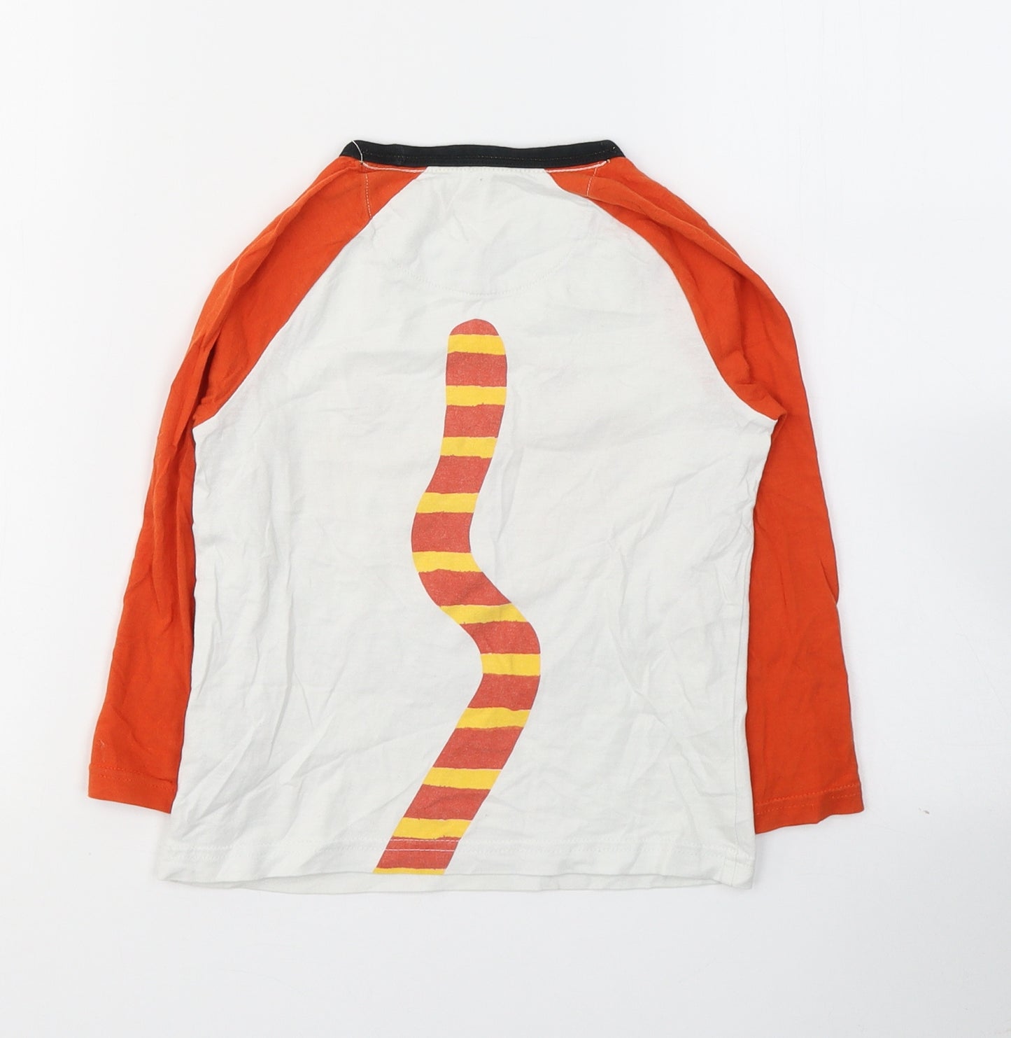 Marks and Spencer Boys White Colourblock Cotton Pullover Casual Size 4-5 Years Round Neck Pullover - Tiger