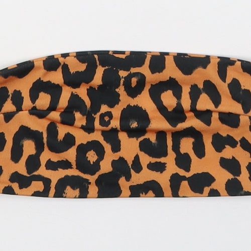 PRETTYLITTLETHING Womens Orange Animal Print Polyester Cropped T-Shirt Size 4 Off the Shoulder