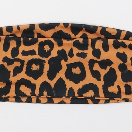 PRETTYLITTLETHING Womens Orange Animal Print Polyester Cropped T-Shirt Size 4 Off the Shoulder