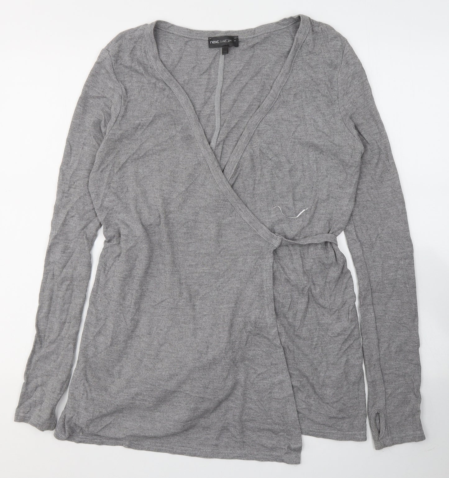 Next  Womens Grey  Viscose Wrap Blouse Size 16 V-Neck