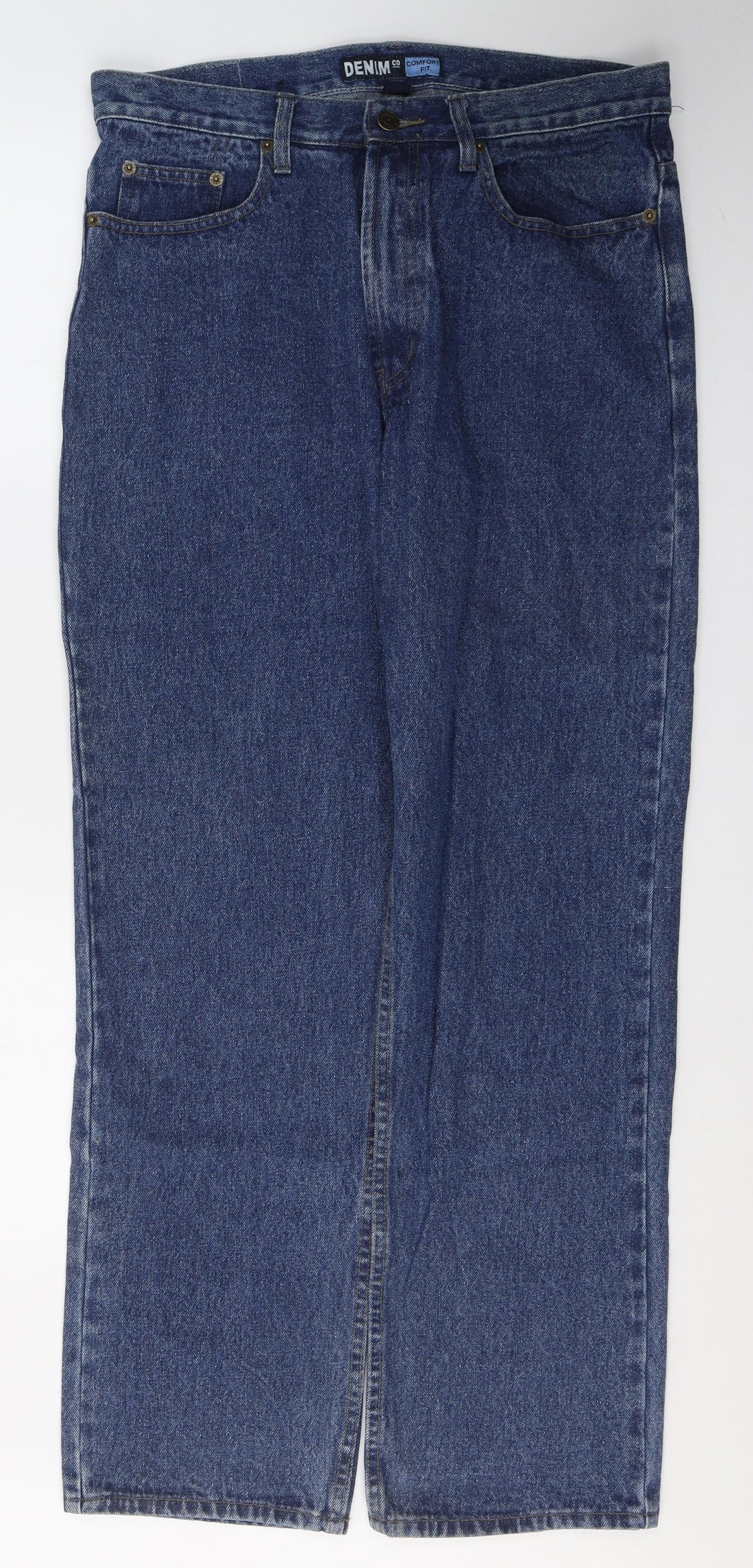 Denim & Co. Mens Blue  Cotton Straight Jeans Size 34 in L32 in Regular Button