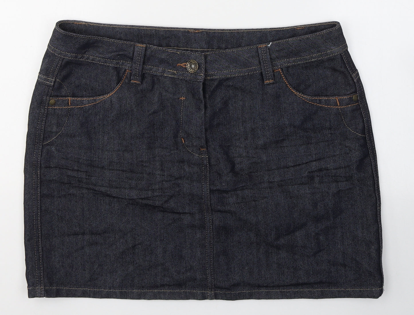 George Womens Blue  Cotton Mini Skirt Size 14   Button