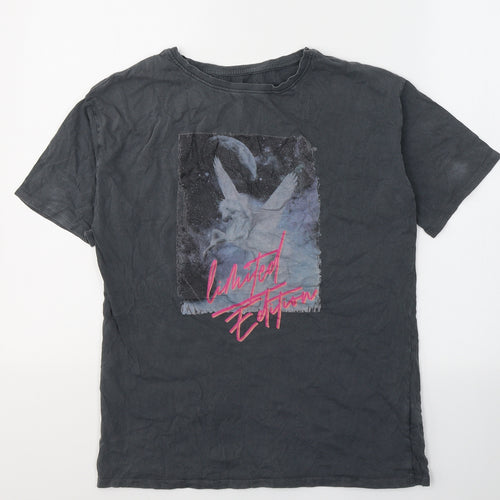 NEXT Girls Grey  Cotton Pullover T-Shirt Size 10 Years Round Neck Pullover