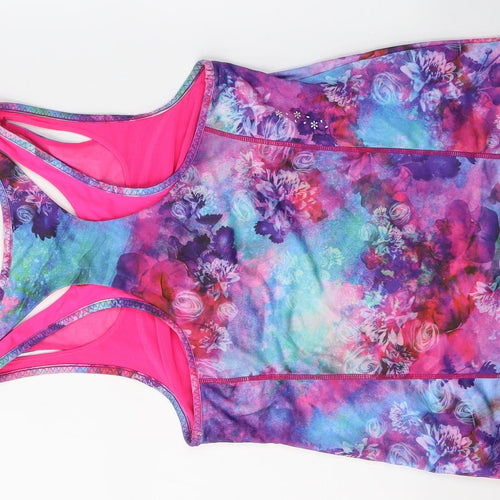 USA Pro Womens Multicoloured Floral Polyester Pullover Tank Size 16 Round Neck Pullover