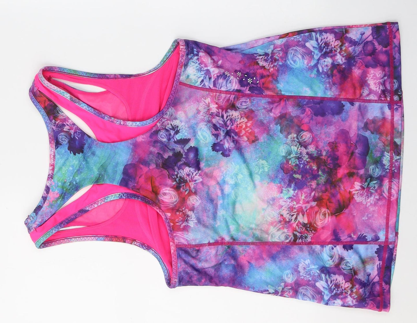 USA Pro Womens Multicoloured Floral Polyester Pullover Tank Size 16 Round Neck Pullover