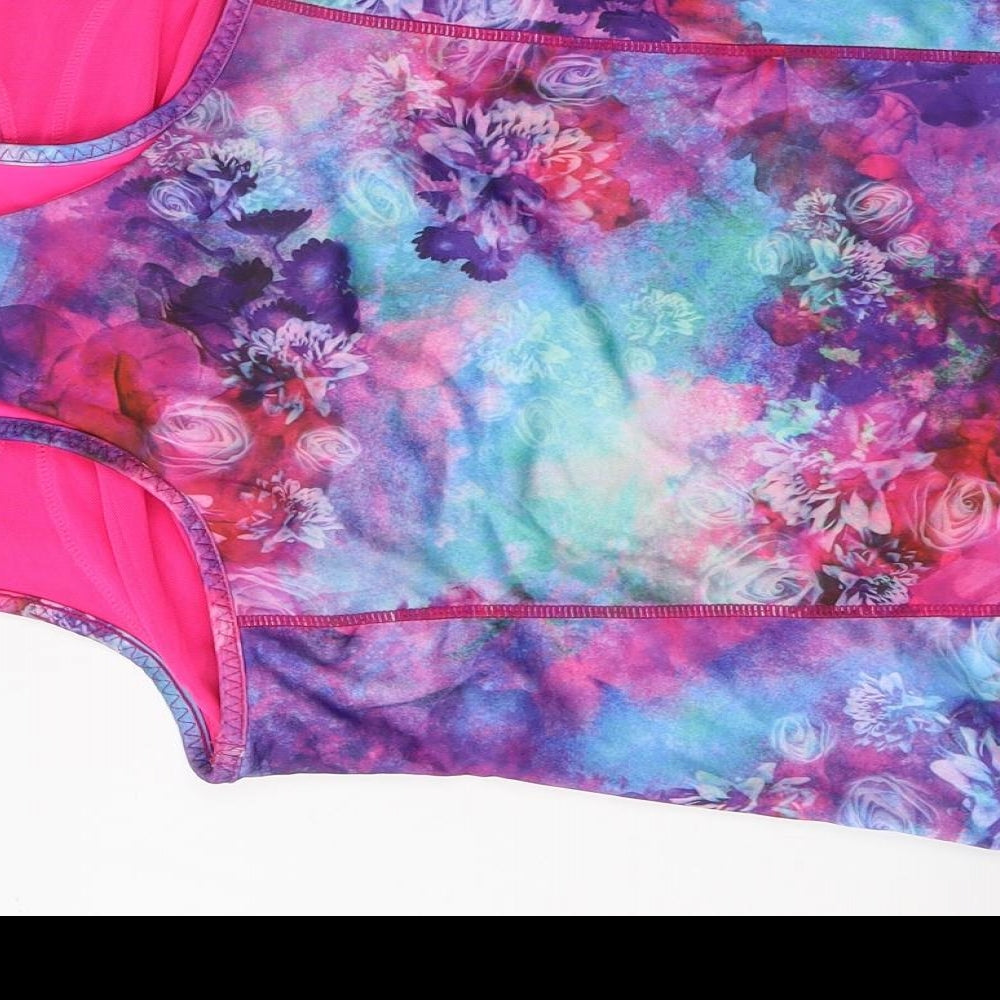 USA Pro Womens Multicoloured Floral Polyester Pullover Tank Size 16 Round Neck Pullover