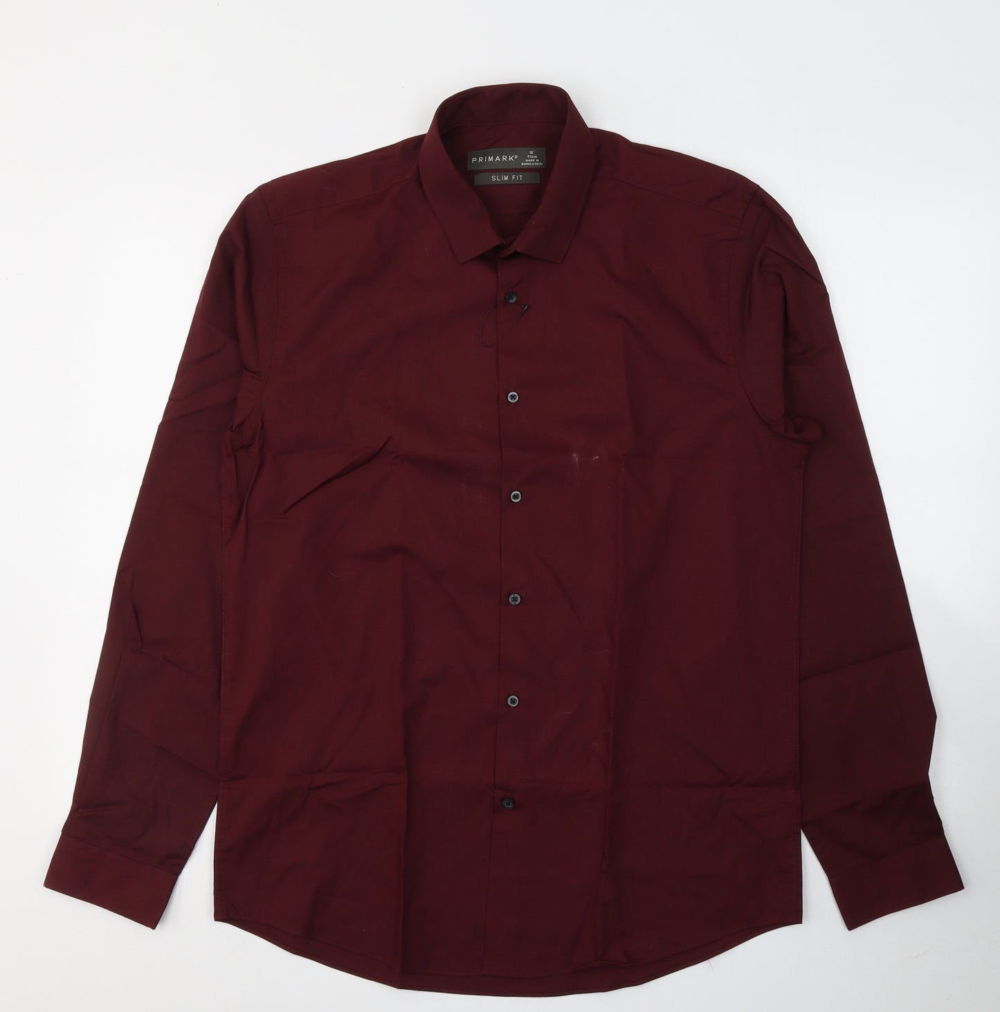 Primark Mens Red  Polyester  Dress Shirt Size M Collared Button