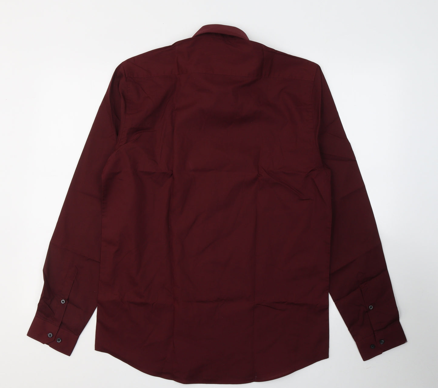 Primark Mens Red  Polyester  Dress Shirt Size M Collared Button