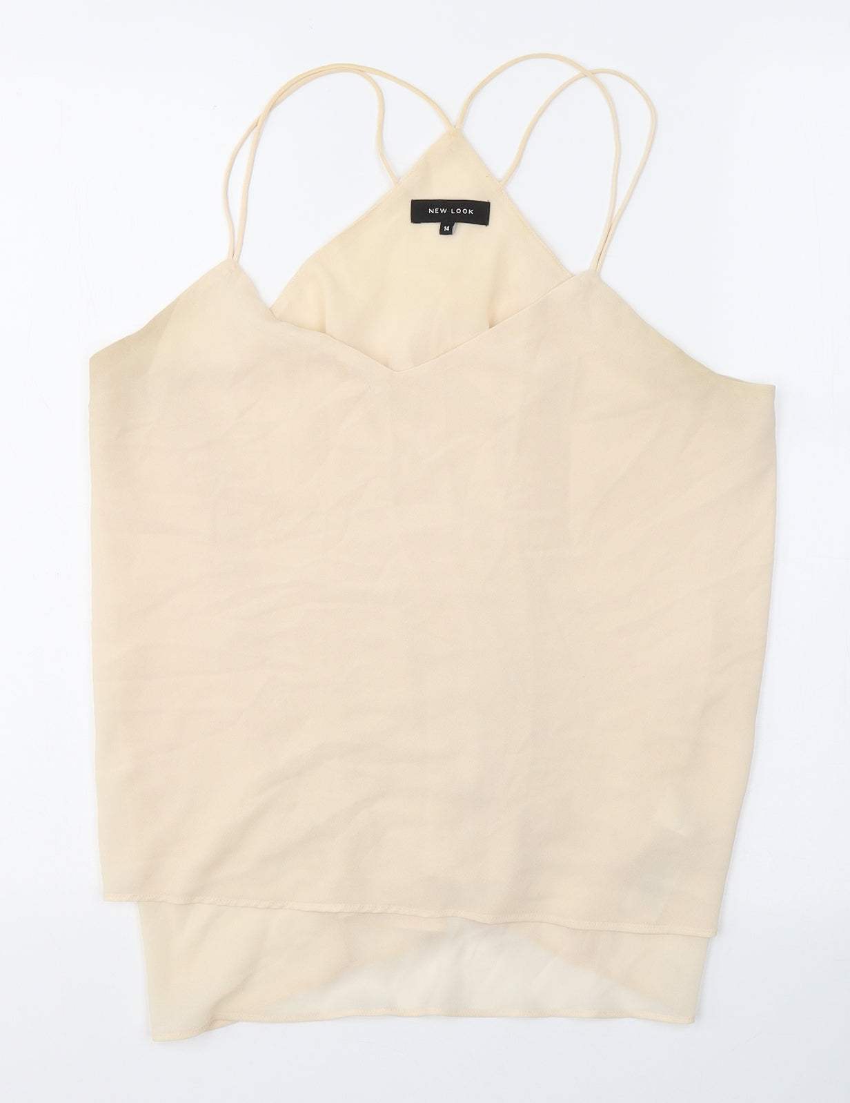 New Look Womens Beige  Polyester Camisole Blouse Size 14 V-Neck