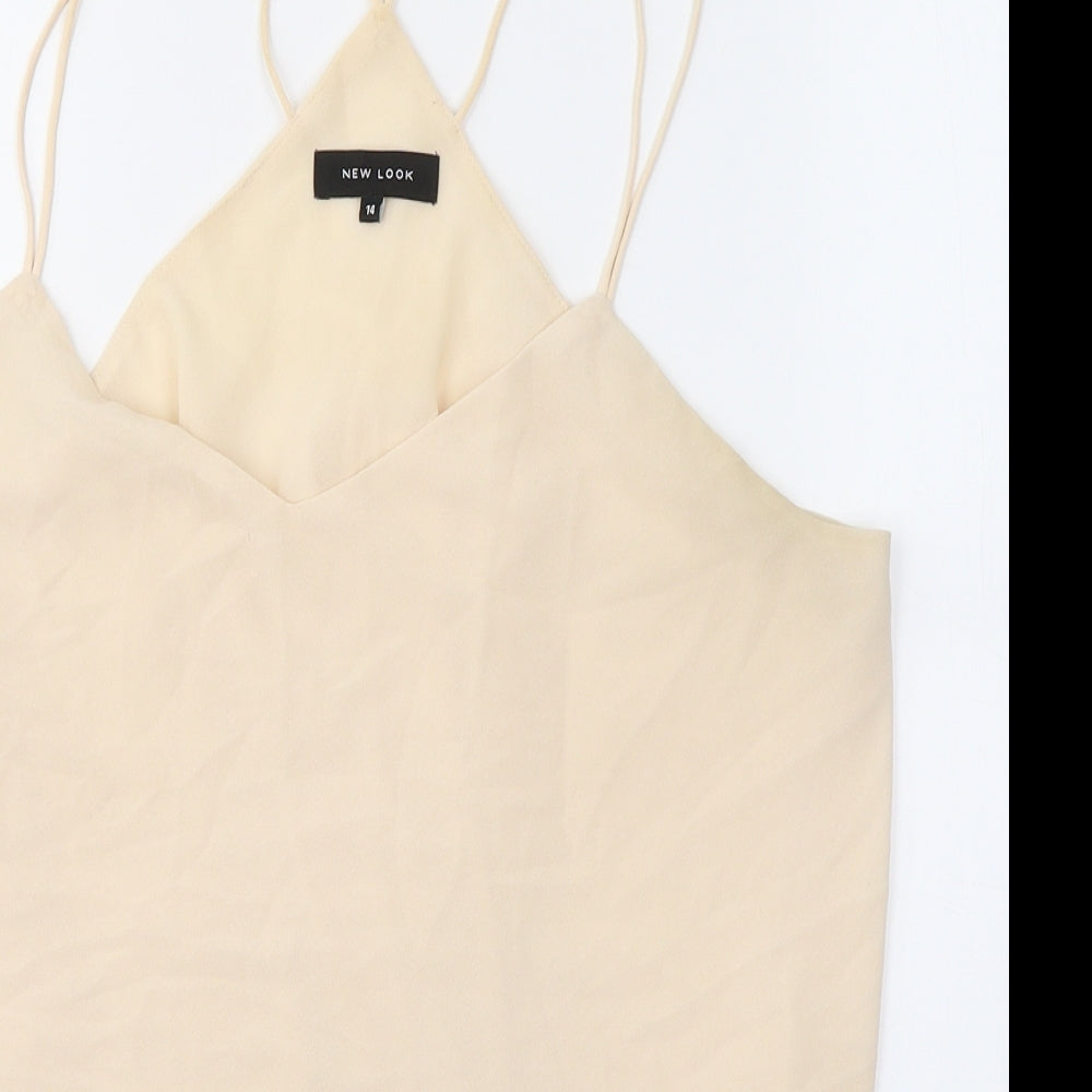 New Look Womens Beige  Polyester Camisole Blouse Size 14 V-Neck