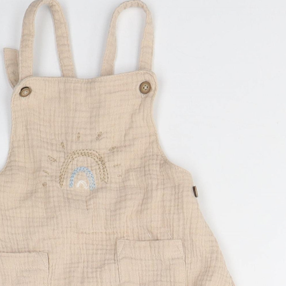 George Baby Beige  Cotton Dungaree One-Piece Size 18-24 Months  Button