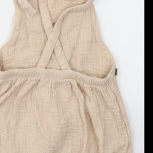 George Baby Beige  Cotton Dungaree One-Piece Size 18-24 Months  Button