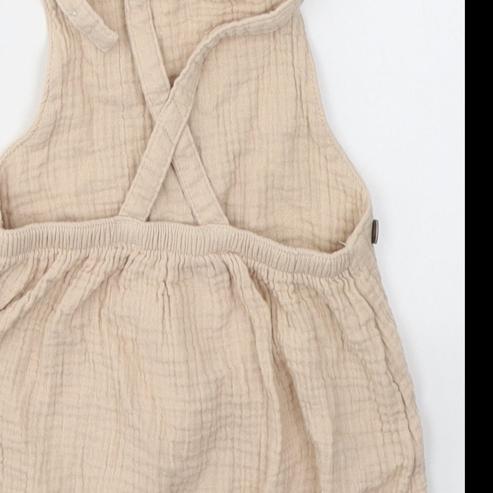 George Baby Beige  Cotton Dungaree One-Piece Size 18-24 Months  Button