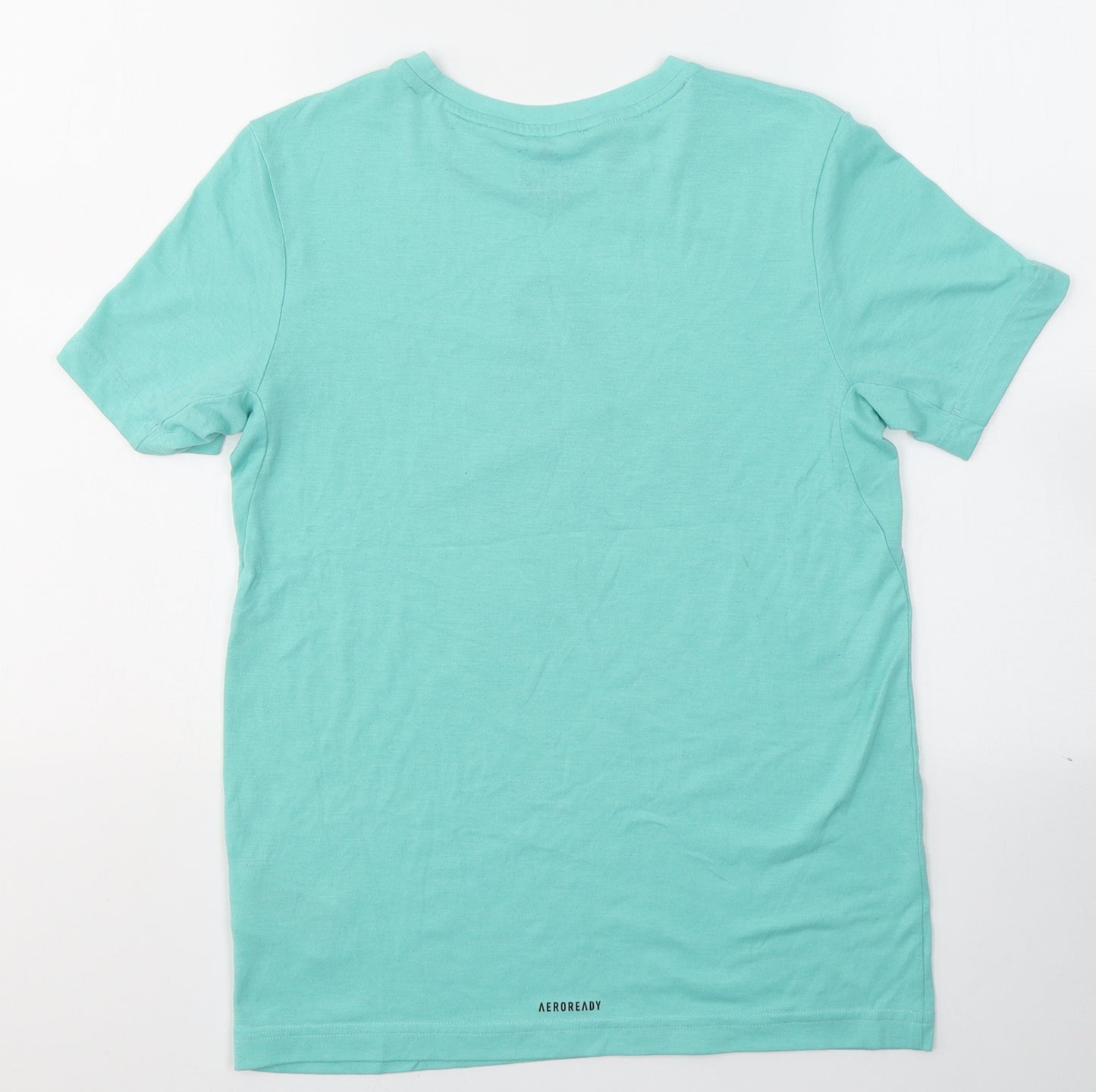 adidas Boys Blue  Polyester Basic T-Shirt Size 11-12 Years Round Neck Pullover
