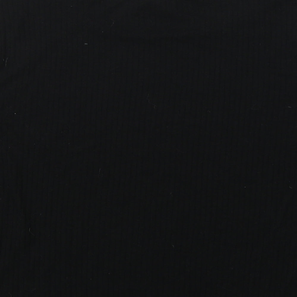 New Look Womens Black  Polyester Cropped T-Shirt Size 14 Round Neck