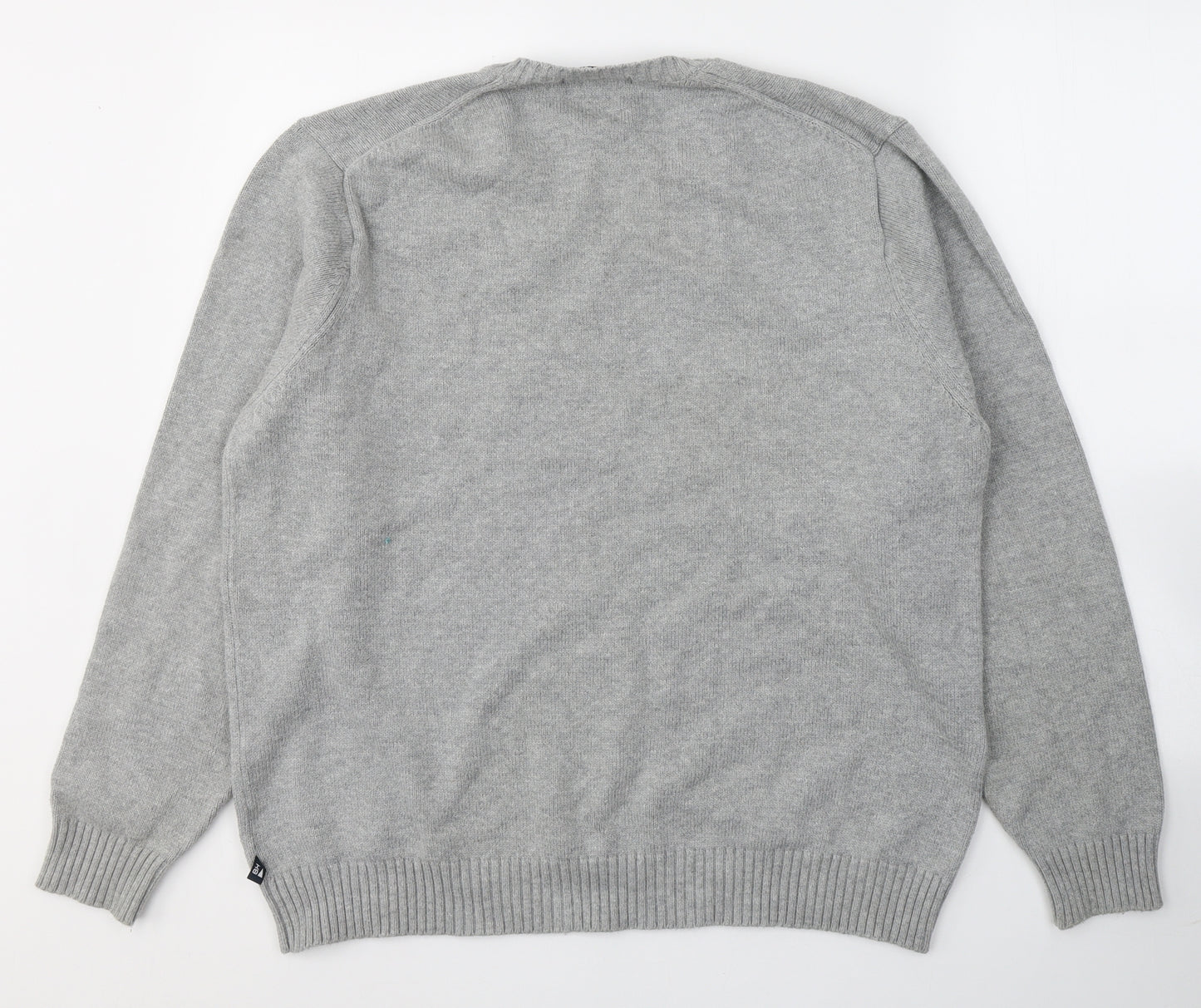 Blue Harbour Mens Grey V-Neck  Cotton Pullover Jumper Size L
