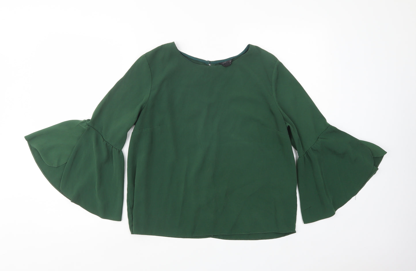 Topshop Womens Green  Polyester Basic Blouse Size 12 Boat Neck