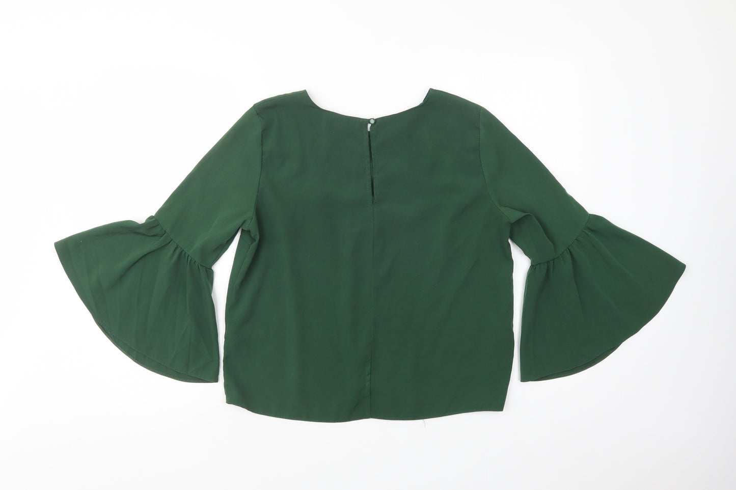 Topshop Womens Green  Polyester Basic Blouse Size 12 Boat Neck