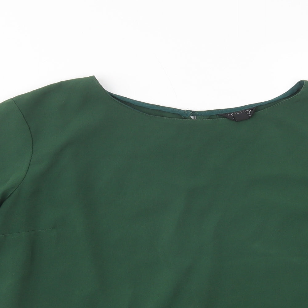 Topshop Womens Green  Polyester Basic Blouse Size 12 Boat Neck
