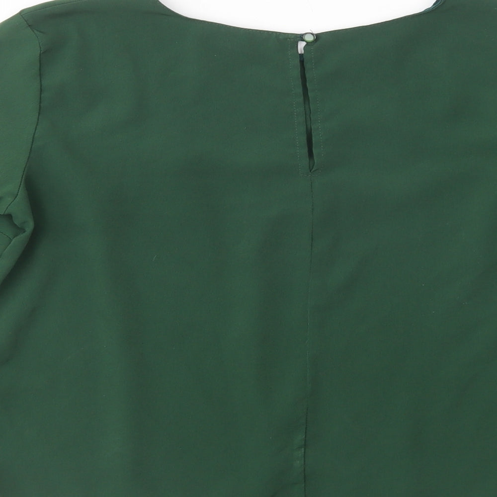 Topshop Womens Green  Polyester Basic Blouse Size 12 Boat Neck