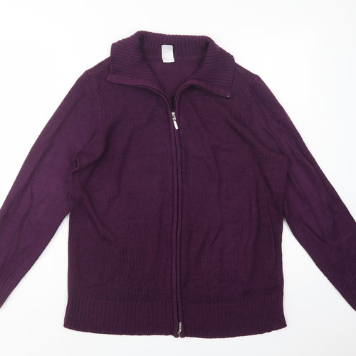 AproductZ Womens Purple Collared  Acrylic Pullover Jumper Size 16